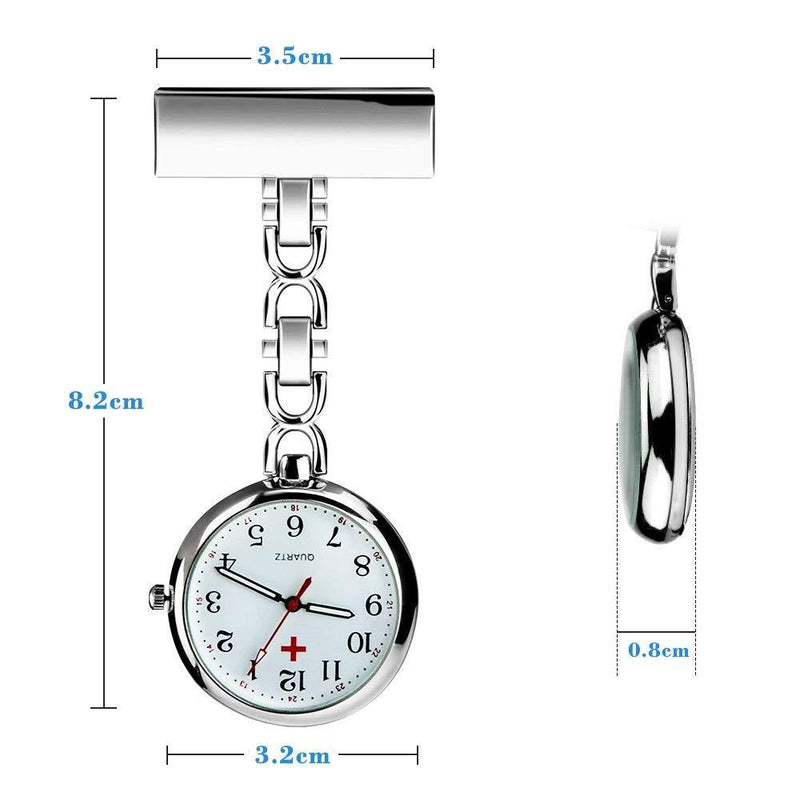 [Australia] - Nurse Lapel Pin Fob Watch Nursing Hanging Medical Doctor Pendant Pocket Watch Silver 
