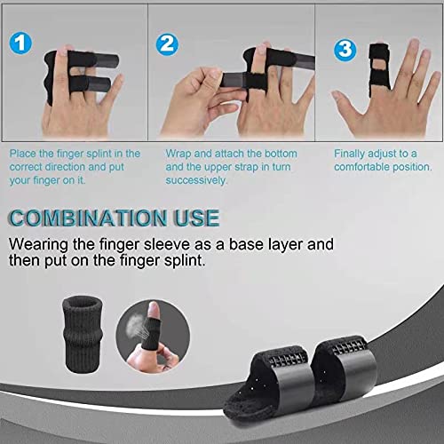 [Australia] - VBoo Trigger Finger Splint, Porous breathable finger brace, Relief Finger Supports with Built-in Aluminium Bar for Sprains, Pain Relief, Sports Injury, Suitable for the elderly, adults and children (2, Black) 2 