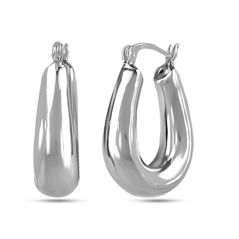 [Australia] - LeCalla Sterling Silver Jewelry Light-Weight Electroform Hoop Earring for Women Oval Shape 