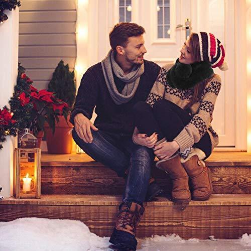 [Australia] - Faux Fur Scarf Fake Fur Scarfs Winter Neck Warm Collar Scarf with Soft Ball for Women Black 