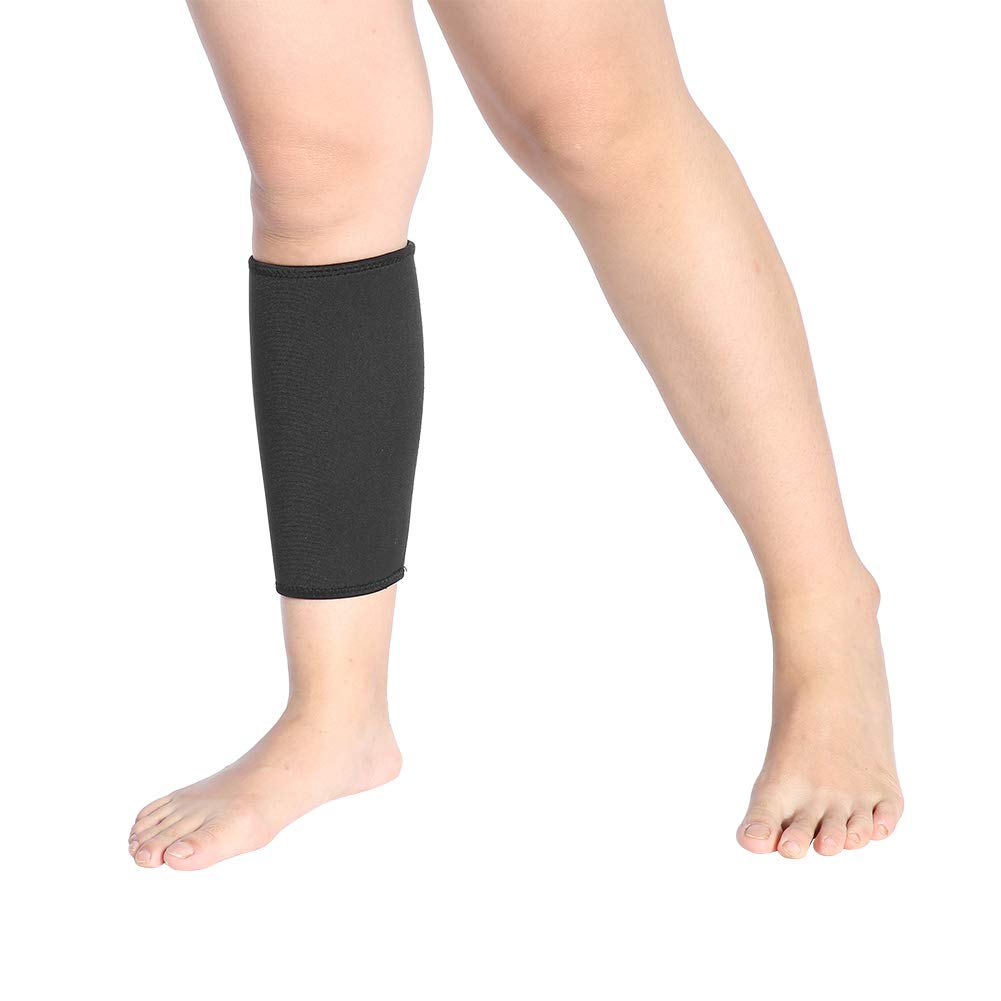 [Australia] - 1Pcs Elastic Calf Support, Shin Splints Calf Sleeve Hiking Running Sport Shank Strap Guard Leg Pads Protection Leg Sleeves for Men & Women(Black) Black 
