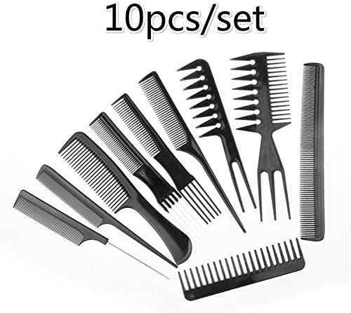 [Australia] - ONEBRAND 10Pcs Hair Comb Set - Hair Styling Pro Kit - Professional Barber Salon Gift - Portable Hairdressing Plastic Comb Set – Suitable for All Type Hair. (Black / 10 Piece Set) Black / 10 Piece Set 