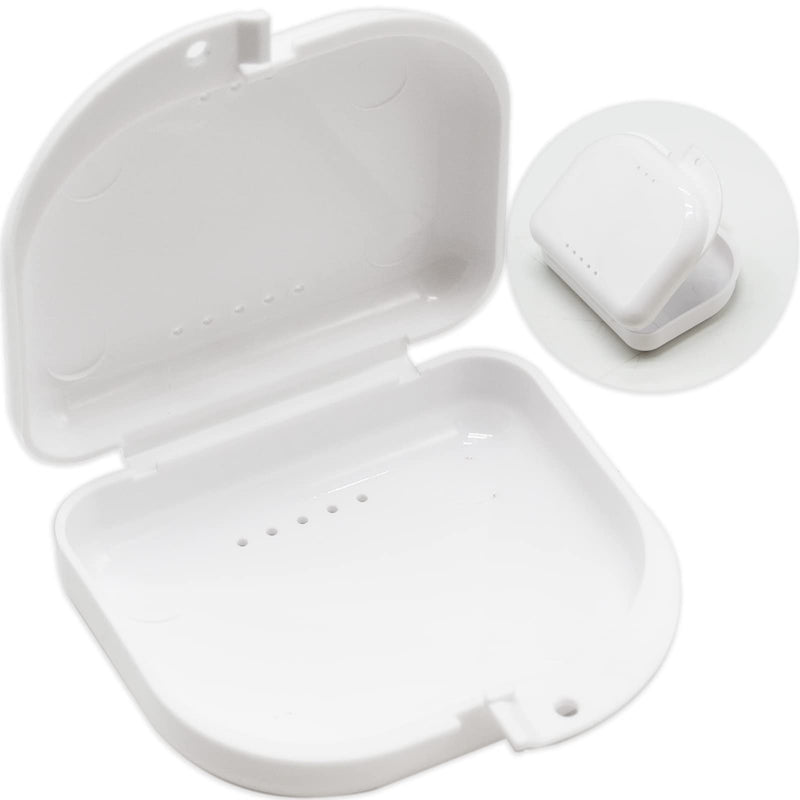 [Australia] - Denture Retainer Case, with Vent Holes Portable Denture Box, for Invisible Aligner Mouth Guard Brace Denture &Teeth Mouth Tray White(1pcs) 