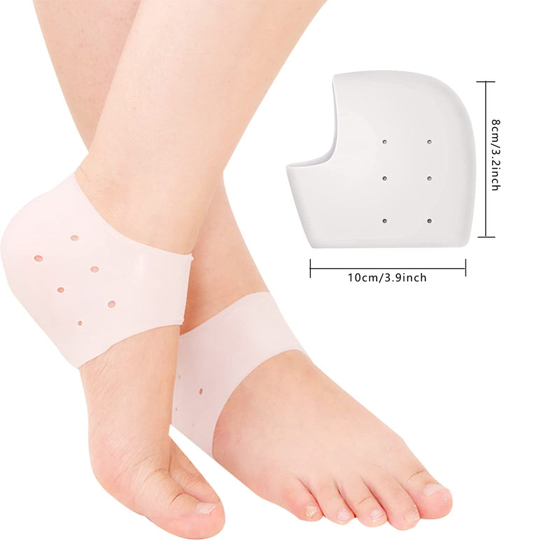 [Australia] - 4 Pairs Heel Pads Silicone Gel Heel Protection Heel Gel Pads Heel Socks for Heel Spurs Plantar Fasciitis, Very Suitable for Heel Pain, Dry Cracked Heel for Women Men 