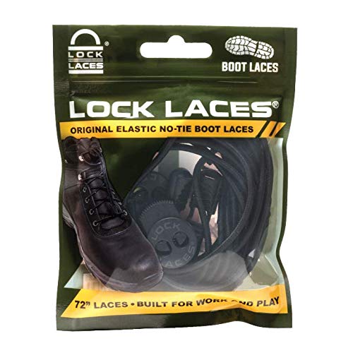 [Australia] - LOCK LACES for Boots (1 Pair) Premium Heavy Duty Elastic No Tie Boot Laces for Boots and Shoes Black 