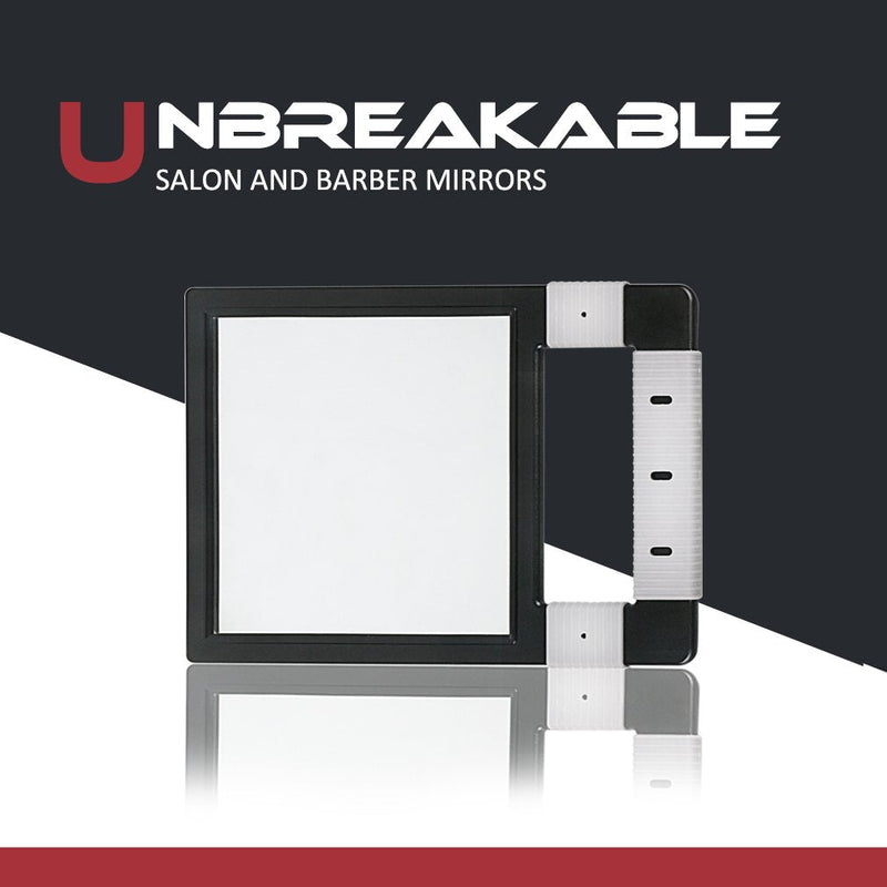 [Australia] - Large Hand Mirror Unbreakable with Silicone Handle by DEATTI, Black Unbreakable Mirror-square 