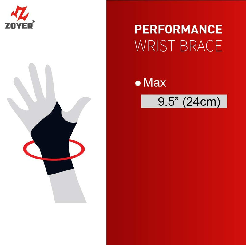 [Australia] - ZOYER USA Performance Wrist Wrap, Reversible Compression Support for Sprains, Carpal Tunnel Syndrome, Wrist Tendonitis, Pain Relief & Injury Recovery, 1 Count (Black) 