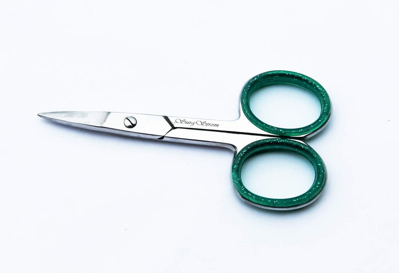 [Australia] - Surgstrom Premium 3.5 inch 2 pcs Manicure Scissors Stainless Steel Cuticle Pedicure Beauty Grooming Tool for Nail, Eyebrow, Eyelash, Dry Skin Steel Blade Scissor with Green Padding 2 Scissors set 