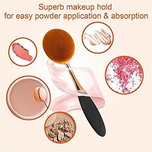 [Australia] - Foundation Oval Makeup Concealer Powder Brush Set, Rose Golden Rose Gold 