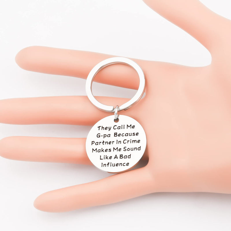 [Australia] - BEKECH Funny G-Pa Gift They Call Me G-pa Because Partner In Crime Makes Me Sound Like A Bad Influence Father’s Day Gift for G-pa Gpa Birthday Jewelry silver 