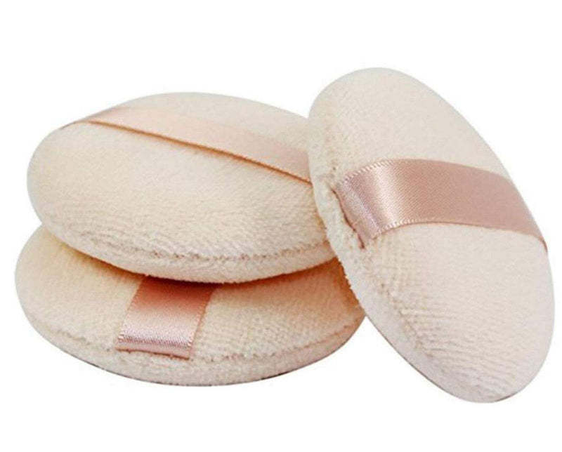 [Australia] - Wholesale 8cm 3.15inch Round Ribbon Cotton Soft Loose Powder Puffs Sponge For Face Makeup Cosmetic Foundation Facial Dry Loose Beauty Tool Blender(10PCS) 