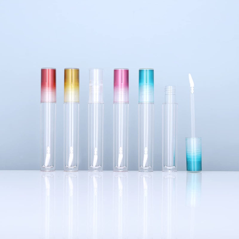 [Australia] - Empty Lip Gloss Tubes,CAIYA 5mL Lip Gloss Containers Set with Wand Unique Lip Gloss Tubes Clear Lip Gloss Bottles with Stoppers for Beauty Makeup Sample Gift(5pcs Gradient Colorful Lids) 5pcs Gradient Colorful 