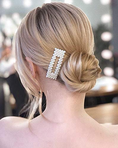 [Australia] - Pearl Hair Clips for Girls Women Ladies, 12Pack Pearl Hair Bobby Pins/Barrettes/Snap Clip/Hair Slides for Wedding Party Holiday, Elegant Handmade Hair Accessories,White/Gold 