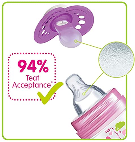 [Australia] - MAM Night Soothers 0-6 Months (Pack of 2), Glow in the Dark Baby Soothers with Self Sterilising Travel Case, Newborn Essentials, Pink/White, (Designs May Vary) 