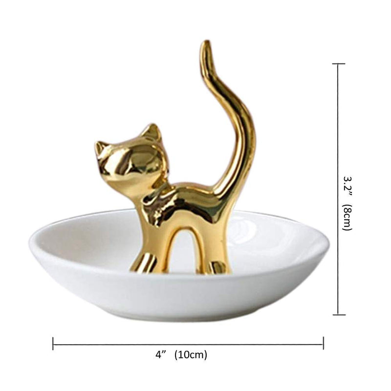 [Australia] - Lependor Ring Holder Jewelry Tray for Wedding Christmas Birthday (Gold Cat) Gold Cat 