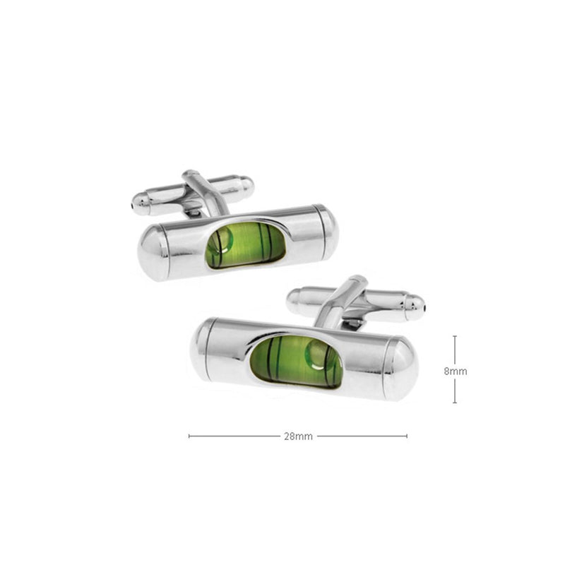 [Australia] - 3D Spirit Level Cufflinks Tools Cuff Links Engineer Green 