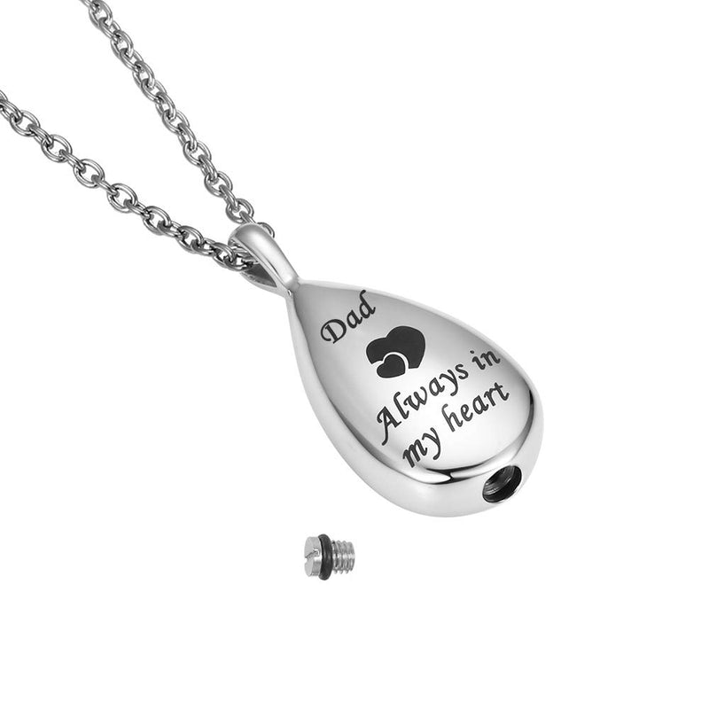[Australia] - GLDZ Cremation Urn Necklace for Ashes Urn Jewelry Always in My Heart Memorial Pendant with Fill Kit Dad 