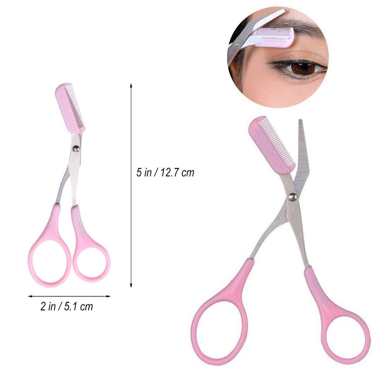 [Australia] - Portable Stainless Steel Eyebrow Trimmer Scissors Combs Eyebrow Scissors Comb Women Girl Eyebrow Removal Tools (2Pcs) 