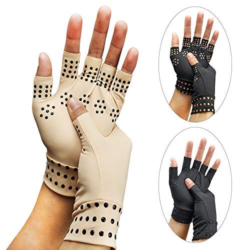 [Australia] - Compression Arthritis Gloves - Magnetic Anti-Arthritis Fingerless Health Therapy Gloves Copper Infused Arthritis Gloves, Compression Therapy, Increases Blood Flow for Women and Men(1 Pair) 
