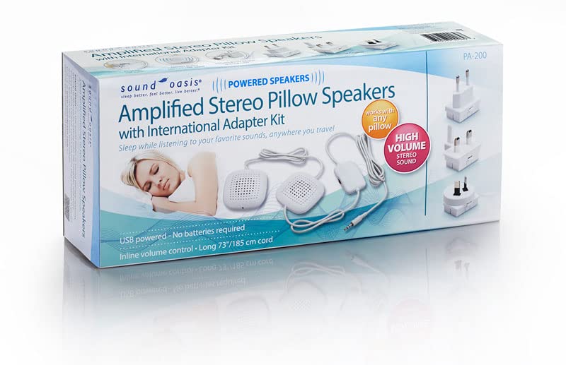 [Australia] - Sound Oasis Amplified Stereo Pillow Speakers In-Line Volume Control for Audio, Sound Masking or Tinnitus Relief 