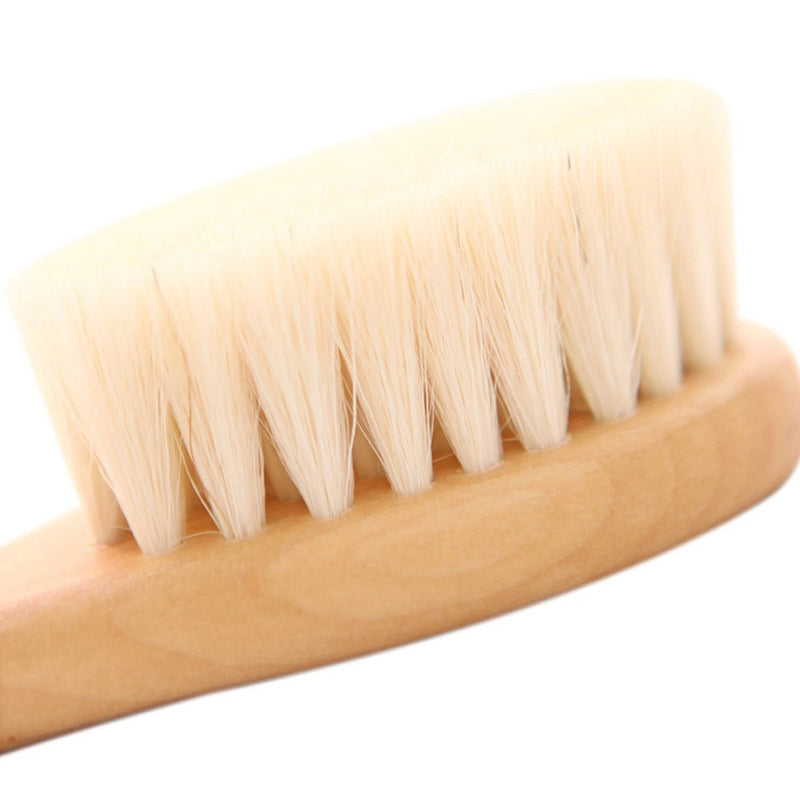 [Australia] - TAMUME Easy Grip Soft Goat Hair Baby Brush and Comb Set, Organic Wooden Brush Massager, Natural Wooden Hair Comb (Brush Set) Brush Set 