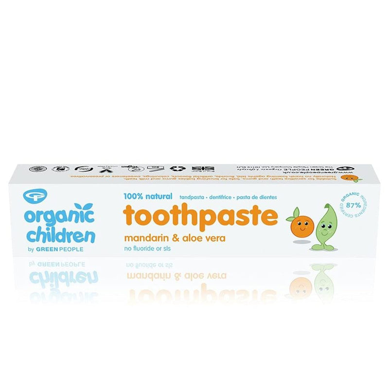 [Australia] - Green People Organic Children Mandarin & Aloe Vera Toothpaste 50ml | 100% Natural Toothpaste for Babies & Kids | Safe if Swallowed | Fluoride free & SLS free | Non Mint Toothpaste for Kids 