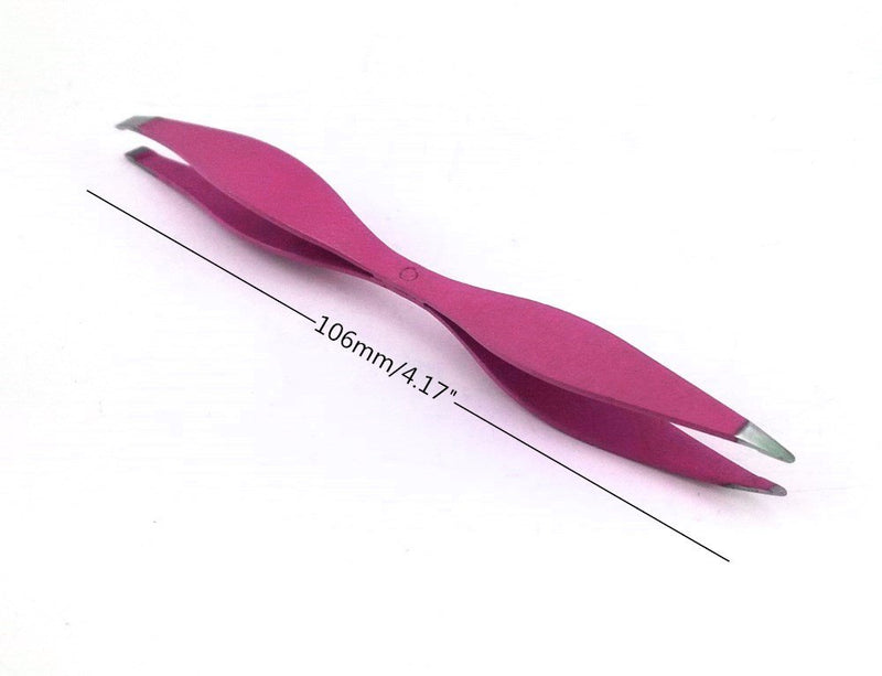 [Australia] - yueton 2pcs Double End Precision Pointed and Slant Tip Tweezers Set for Eyebrow and Ingrown Hair 