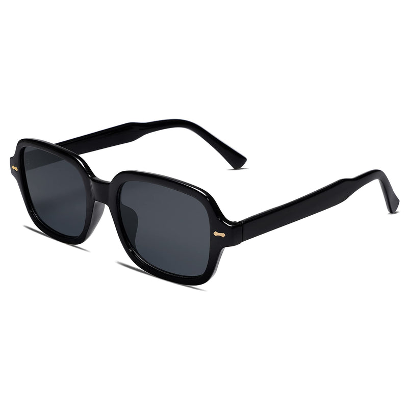 [Australia] - VANLINKER Trendy Rectangle Yellow Sunglasses for Women uv400 90's Square Sunglass Black 54 Millimeters 
