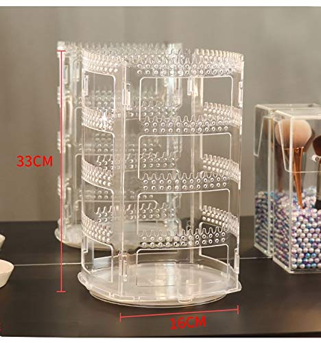 [Australia] - Cq acrylic 360 Rotating Earrings Holder and Jewelry Display Rack,4 Tiers Jewelry Rack Display Classic Stand,156 Holes For Dangle Earrings Organizer and 160 Grooves for Necklaces Display,Clear Pack of 1 