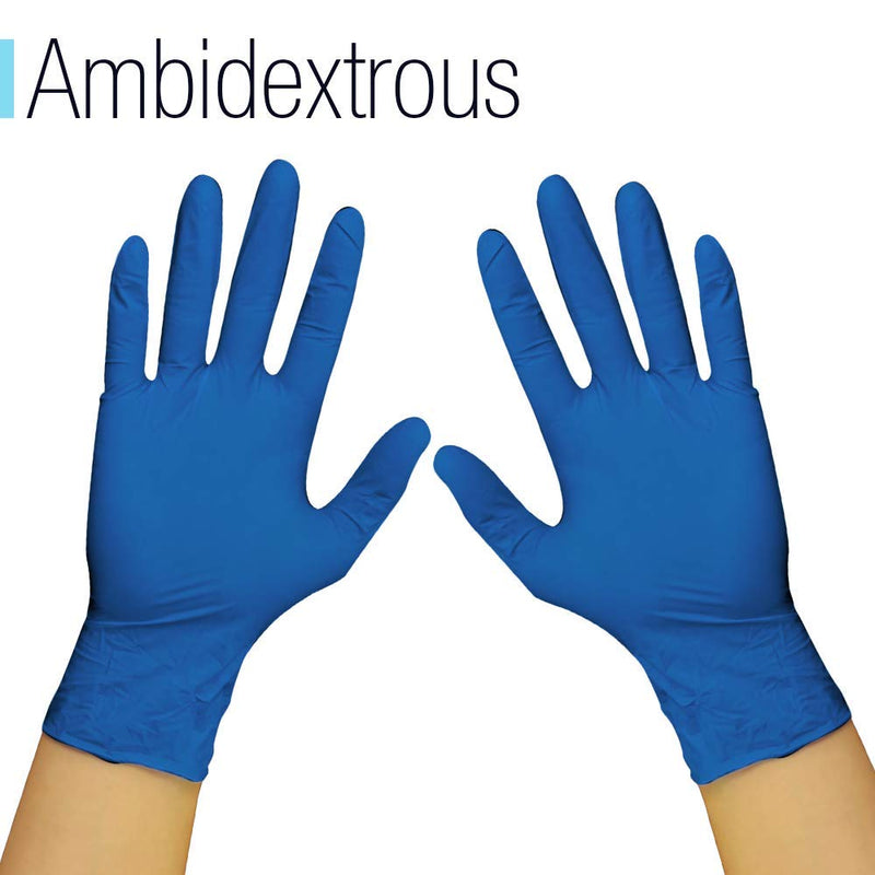 [Australia] - 100 Pack Vinyl Disposable Gloves LARGE SIZE Blue POWDER FREE GLOVES | Latex Free - Food Safe - Ambidextrous => Ideal For Everyday Use AQL 1.5 EN455 CLASS 1 