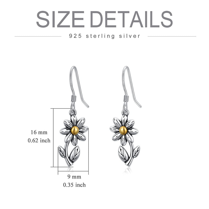 [Australia] - 925 Sterling Silver Daisy/Sunflower/Lotus/ Rose Flower Dangle Earrings for Women Girls Teen 