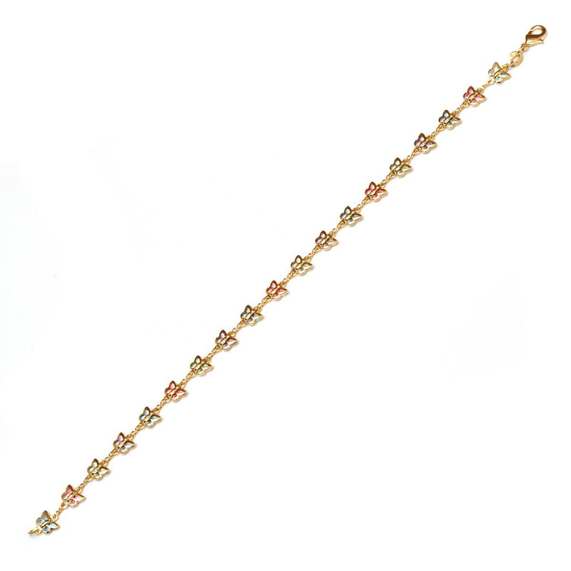 [Australia] - Barzel 18K Gold Plated Gold and Multi Color Crystal Baguette Anklet ANK1187 