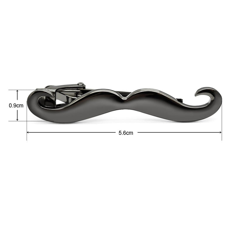 [Australia] - HONEY BEAR Mens Beard Tie Clip Bar Normal Size Skinny Boys Slim Moustache Gift Black 5.6cm 