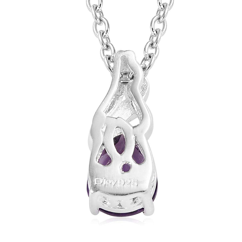 [Australia] - Shop LC Delivering Joy 925 Sterling Silver Dangle Drop Earrings Chain Pendant Necklace Jewelry Set for Women 20''(Amethyst/Garnet/Citrine/Topaz/Tourmaline) Amethyst 