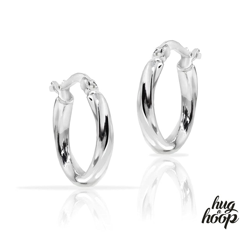 [Australia] - HUG A HOOP - 925 Sterling Silver High Polished Twist Round Hoop Earrings, 2mm Click-Top Hoops 12mm-70mm 12mm-1/2 " 