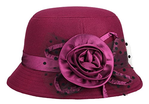 [Australia] - IL Caldo Women's Retro Winter hat Fascinators One Size Wine Red 