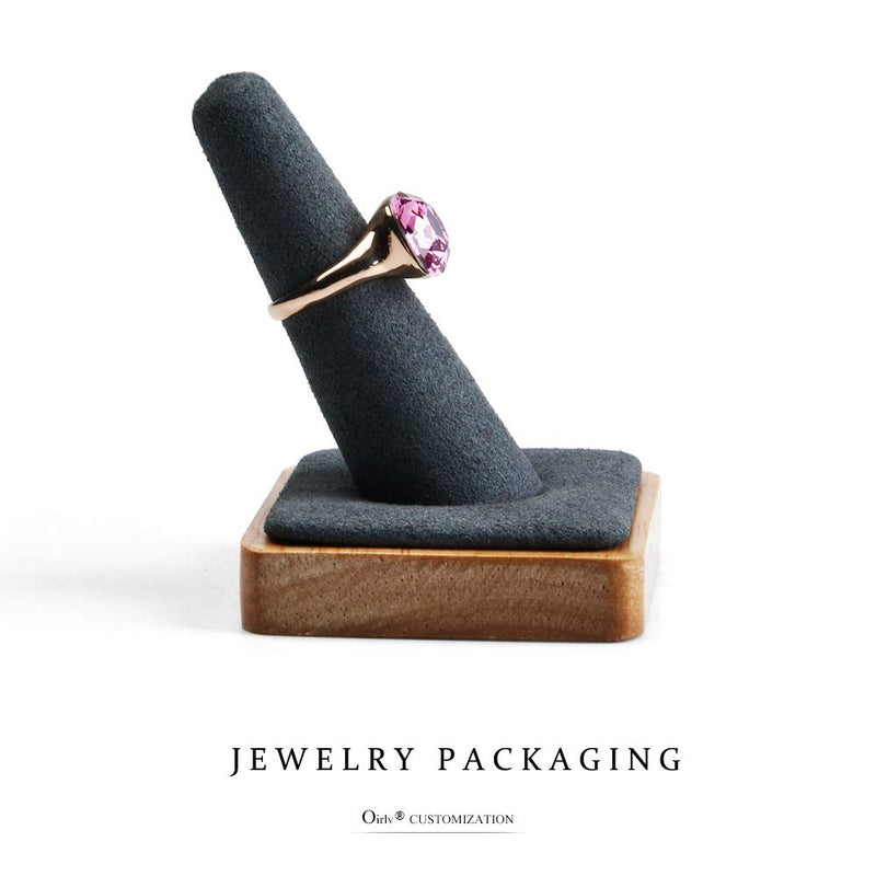 [Australia] - Oirlv Single Finger Wooden Ring Display Stand Jewelry Showcase Display Holder (Grey) Grey 