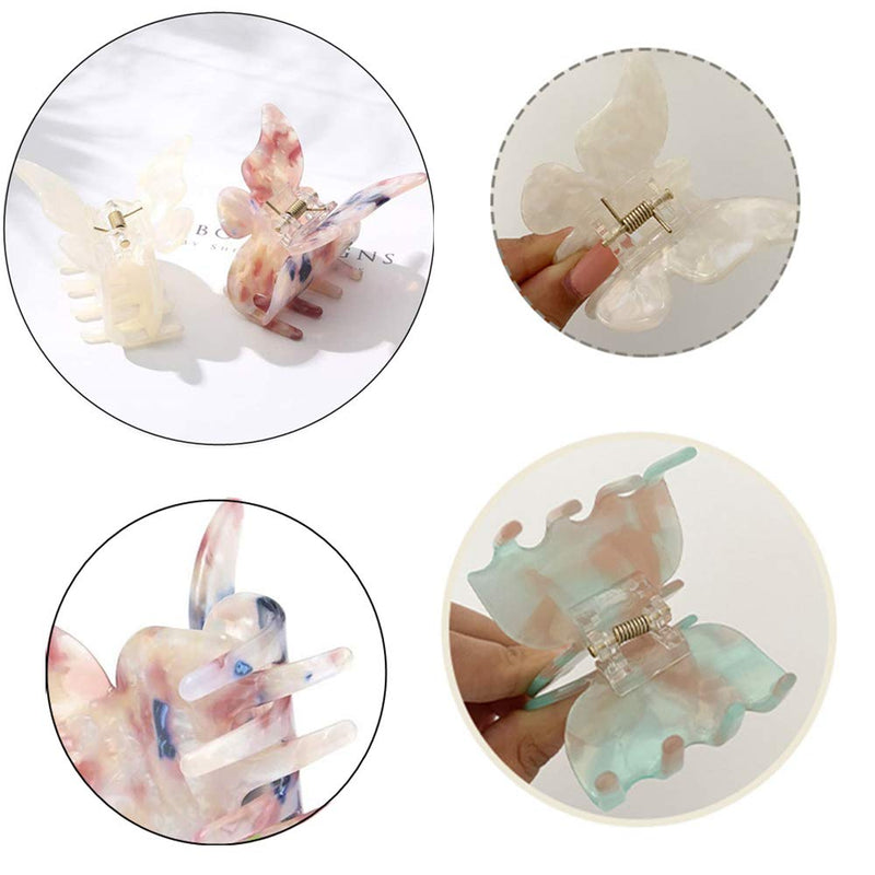 [Australia] - 4 Pcs Butterfly Hair Claw Clips Vintage Hair Clamps Non-slip Hair Claw Jaw Clips Hair Catcher Barrette Head Piece for Women Girls Fashion Accessories Headwear 