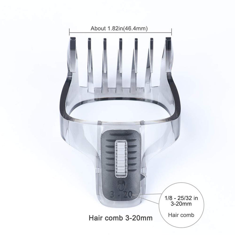 [Australia] - Comb Trimmer, Trimming Clipper Comb Skin Salon Trimmer Guide Comb, Replacement Adjustable Clipper Comb for QG3320 QG3352 QG3391 (3-20mm,width 46.4mm) 3-20mm(width 46.4mm) 