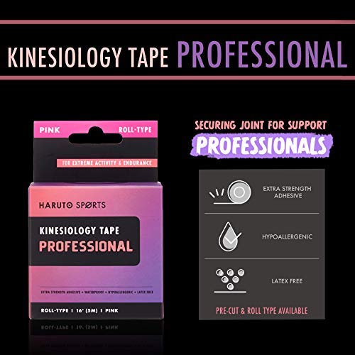 [Australia] - HARUTO Sports Kinesiology Tape Professional Roll-Type (Pink), Latex Free Athletic Tape for Pain Relief, Extreme Therapeutic Elastic Professional-pink 