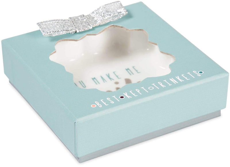 [Australia] - Pavilion - You Make Me Smile - Teal & Silver - 3 Inch Mini Jewelry Dish with Gift Box 