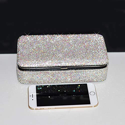 [Australia] - Bestbling Bling Crystal Leather Portable Travel Jewelry Box Organizer Display Storage Case for Rings Earrings Necklace (Silver) Silver 