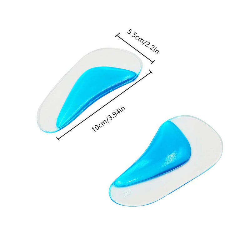 [Australia] - 2 Pairs Gel Arch Support Insoles, Silicone Orthopedic Flat Feet Orthotic Arch Support Insoles Plantar Fasciitis Shoe Arch Support Gel High Heel Inserts Cushion Pads for Women Men (Blue) 2 Pairs 