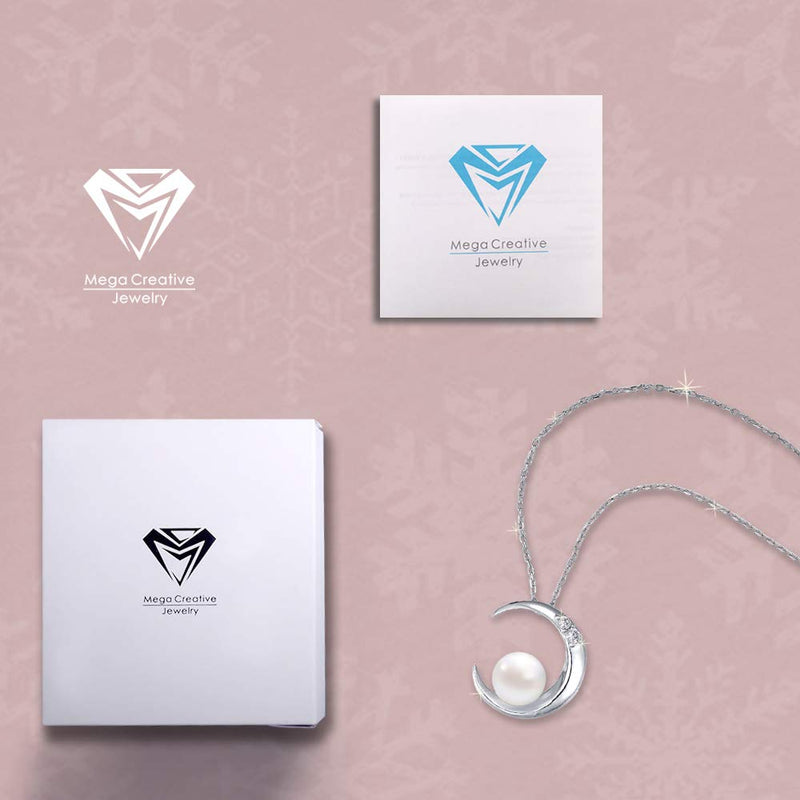 [Australia] - MEGA CREATIVE JEWELRY Moon Pearl White Freshwater 925 Sterling Silver Pendant Necklace Crystals from Swarovski 