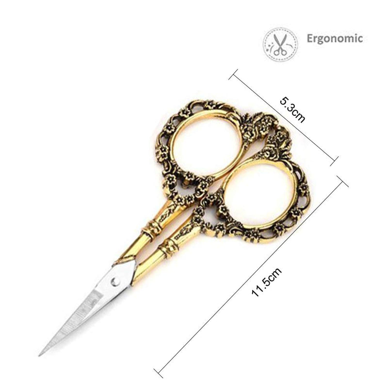 [Australia] - Professional Manicure Scissors, EBANKU Vintage Stainless Steel Cuticle Precision Beauty Grooming for Nail, Facial Hair, Eyebrow, Eyelash, Nose Hair (Gold) Gold 