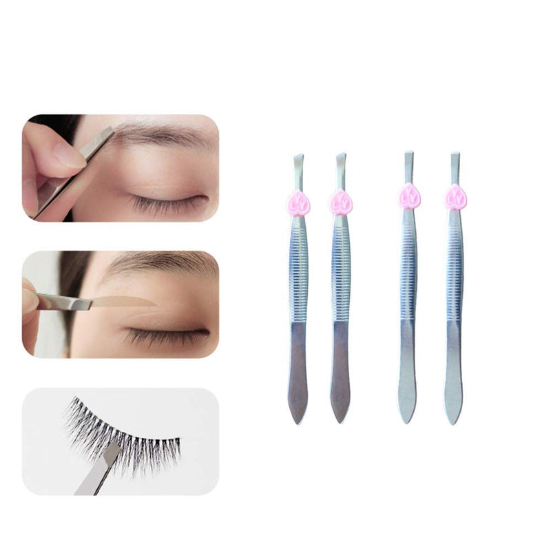 [Australia] - Pack of 24 oblique eyebrow tweezers and flat stainless steel tweezers Precision clipper for eyebrow shaping and facial hair removal 