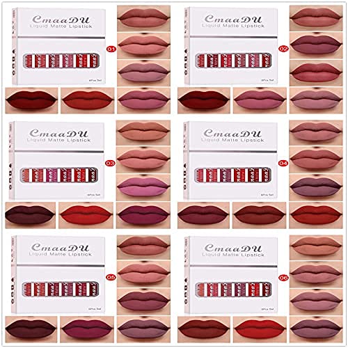 [Australia] - 6 pcs/Set Makeup Matte Lipstick Lip Kit Long Lasting Waterproof Velvet Lip Gloss Set Pigmented Lip Makeup Gift Sets for Girls and Women ( Set 1 (6PCS)) Set (6PCS) 