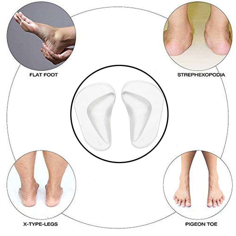 [Australia] - 2 Pairs Soft and Comfortable Gel Arch Support Insoles Silicone Orthopedic Flat Feet Orthotic Arch Plantar Fasciitis Shoe Arch Gel High Heel Inserts Cushion Pads for Women Men (Clear) Clear 