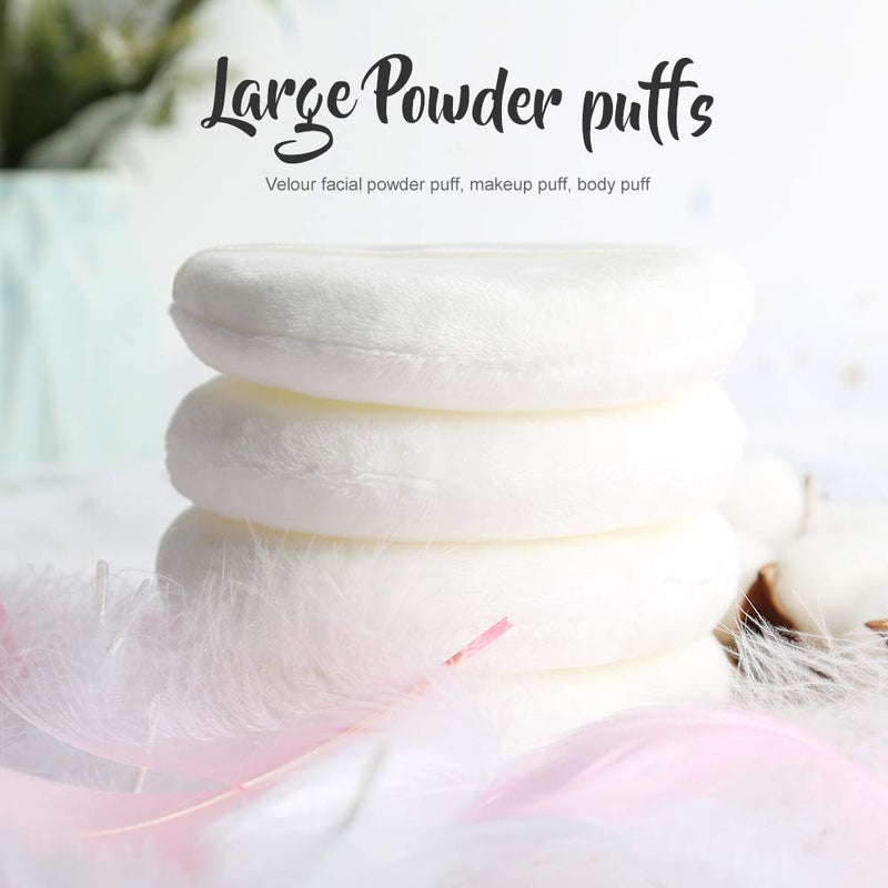 [Australia] - Teenitor 4 Pcs Powder Puff For Body Powder Loose Powder, 4.13 Inch Ultra Soft Large Round Velour Smooth Apply Puff With Ribbon Band Handle 