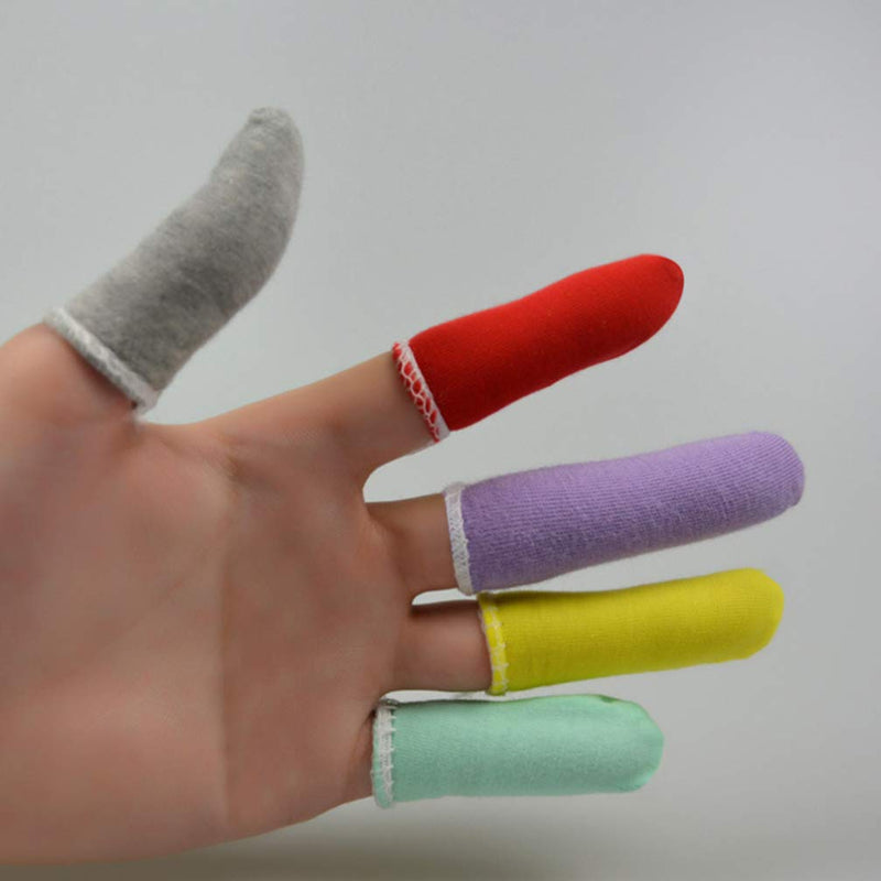 [Australia] - PRETYZOOM 50pcs Finger Cots Cotton Finger Guards Protective Fabric Finger Gloves Finger Protection Fingertip Cover Sleeves (Random Color) 